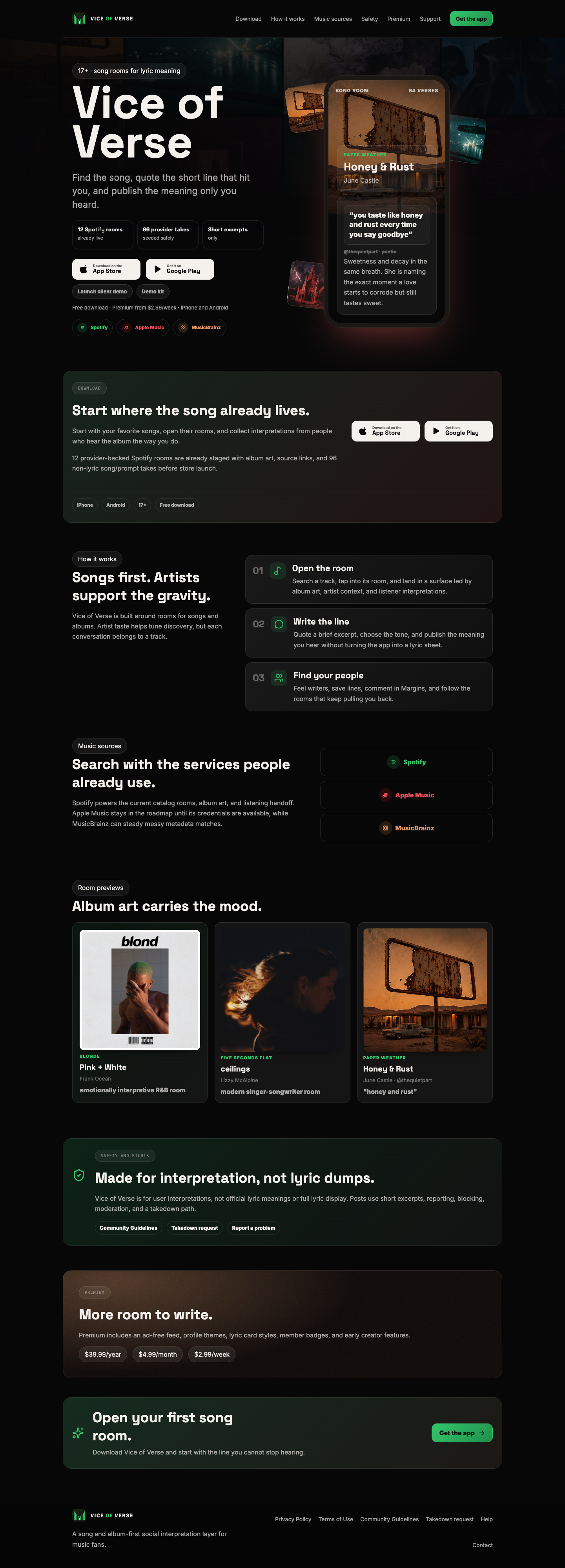 Landing page screenshot